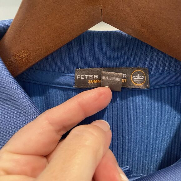 Peter Millar Polo Men Large Blue Summer Comfort OS Logo READ - Picture 11 of 15